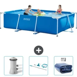 Intex rektangulär ram swimmingpool - 300 x 200 x 75 cm - Blå - ingår Tillbehör CB81