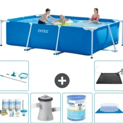 Intex rektangulär ram swimmingpool - 300 x 200 x 75 cm - Blå - ingår Tillbehör A198
