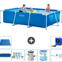 Intex rektangulär ram swimmingpool - 300 x 200 x 75 cm - Blå - ingår Tillbehör A236