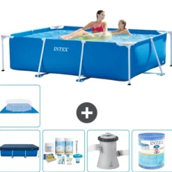 Intex rektangulär ram swimmingpool - 220 x 150 x 60 cm - Blå - ingår Tillbehör A5