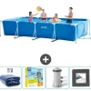 Intex rektangulär ram swimmingpool - 450 x 220 x 84 cm - Blå - ingår Tillbehör CB10