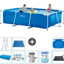 Intex rektangulär ram swimmingpool - 300 x 200 x 75 cm - Blå - ingår Tillbehör A218