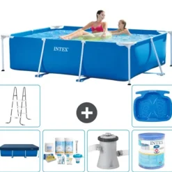 Intex rektangulär ram swimmingpool - 220 x 150 x 60 cm - Blå - ingår Tillbehör A18