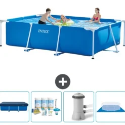 Intex rektangulär ram swimmingpool - 300 x 200 x 75 cm - Blå - ingår Tillbehör CB1