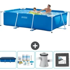 Intex rektangulär ram swimmingpool - 260 x 160 x 65 cm - Blå - ingår Tillbehör CB3