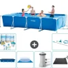 Intex rektangulär ram swimmingpool - 450 x 220 x 84 cm - Blå - ingår Tillbehör CB97
