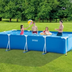 Intex rektangulär ram swimmingpool - 450 x 220 x 84 cm - Blå - ingår Tillbehör CB97