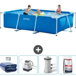 Intex rektangulär ram swimmingpool - 300 x 200 x 75 cm - Blå - ingår Tillbehör CB54