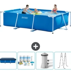 Intex rektangulär ram swimmingpool - 300 x 200 x 75 cm - Blå - ingår Tillbehör CB6