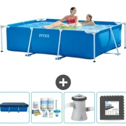 Intex rektangulär ram swimmingpool - 220 x 150 x 60 cm - Blå - ingår Tillbehör CB3