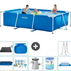Intex rektangulär ram swimmingpool - 300 x 200 x 75 cm - Blå - ingår Tillbehör A201