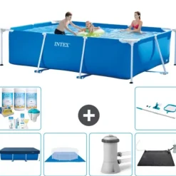 Intex rektangulär ram swimmingpool - 300 x 200 x 75 cm - Blå - ingår Tillbehör CB97