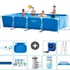 Intex rektangulär ram swimmingpool - 450 x 220 x 84 cm - Blå - ingår Tillbehör A325