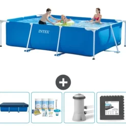 Intex rektangulär ram swimmingpool - 300 x 200 x 75 cm - Blå - ingår Tillbehör CB3