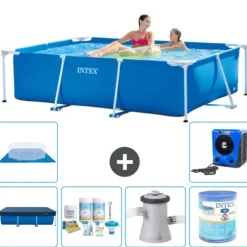 Intex rektangulär ram swimmingpool - 220 x 150 x 60 cm - Blå - ingår Tillbehör A21