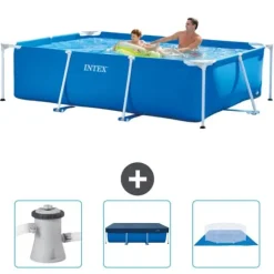 Intex rektangulär ram swimmingpool - 260 x 160 x 65 cm - Blå - ingår Tillbehör CB76