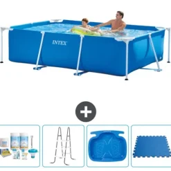 Intex rektangulär ram swimmingpool - 260 x 160 x 65 cm - Blå - ingår Tillbehör A105