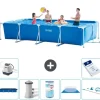 Intex rektangulär ram swimmingpool - 450 x 220 x 84 cm - Blå - ingår Tillbehör A268