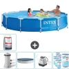 Intex Round Frame Simbassäng - 366 x 76 cm - Blå - Inklusive Tillbehör - CB55