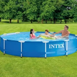 Intex Round Frame Simbassäng - 366 x 76 cm - Blå - Inklusive Tillbehör - CB87