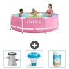 Intex Round Frame Swimming Pool - 244 x 76 cm - Rosa - Ingår Tillbehör CB77