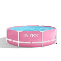 Intex Round Frame Swimming Pool - 244 x 76 cm - Rosa - Ingår Tillbehör CB77