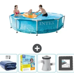 Intex Round Frame Swimming Pool - 305 x 76 cm - Vattentryck - Ingår Tillbehör CB10