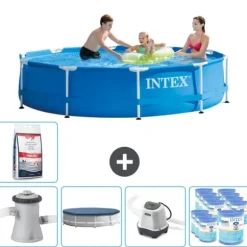 Intex Round Frame Swimming Pool - 305 x 76 cm - Blå - Inklusive Tillbehör - CB55