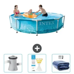 Intex Round Frame Swimming Pool - 305 x 76 cm - Vattentryck - Ingår Tillbehör CB74