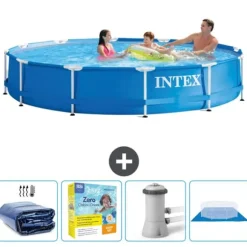 Intex Round Frame Swimming Pool - 366 x 76 cm - Blå - Ingår Tillbehör CB8