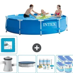 Intex Round Frame Swimming Pool - 305 x 76 cm - Blå - Inklusive Tillbehör - CB16