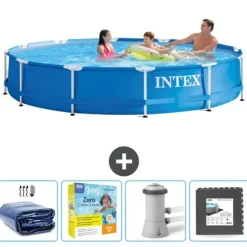 Intex Round Frame Swimming Pool - 366 x 76 cm - Blå - Ingår Tillbehör CB10