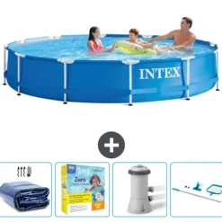 Intex Round Frame Swimming Pool - 366 x 76 cm - Blå - Ingår Tillbehör CB14