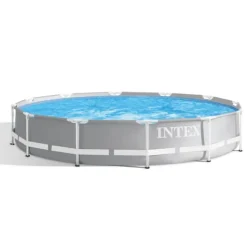 Intex Round Prism Frame Pool - 366 x 76 cm - Grå - Ingår Tillbehör CB79
