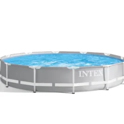 Intex Round Prism Frame Pool - 366 x 76 cm - Grå - Inklusive Tillbehör - CB92