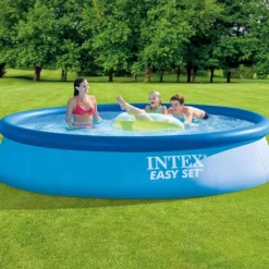 Intex Rund Uppblåsbar Easy Set Pool - 396 x 84 cm - Blå - Inklusive Tillbehör - CB20
