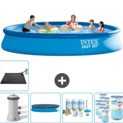 Intex Rund Uppblåsbar Easy Set Pool - 457 x 84 cm - Blå - Inklusive Tillbehör - CB18