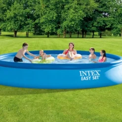 Intex Rund Uppblåsbar Easy Set Pool - 457 x 84 cm - Blå - Inklusive Tillbehör - CB18