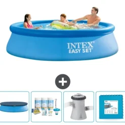 Intex Rund Uppblåsbar Easy Set Pool - 305 x 76 cm - Blå - Ingår Tillbehör CB2