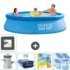 Intex Rund Uppblåsbar Easy Set Pool - 305 x 76 cm - Blå - Inklusive Tillbehör - CB24