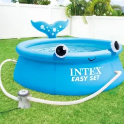 Intex Rund Uppblåsbar Easy Set Pool - 183 x 51 cm - Blå - Val - Ingår Tillbehör CB80