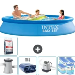 Intex Rund Uppblåsbar Easy Set Pool - 305 x 61 cm - Blå - Inklusive Tillbehör - CB56