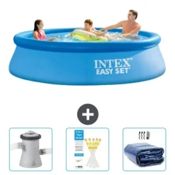 Intex Rund Uppblåsbar Easy Set Pool - 305 x 76 cm - Blå - Ingår Tillbehör CB74