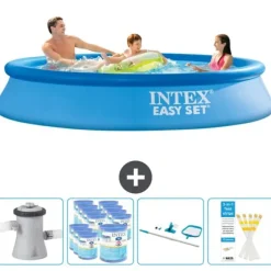 Intex Rund Uppblåsbar Easy Set Pool - 305 x 61 cm - Blå - Inklusive Tillbehör - CB94