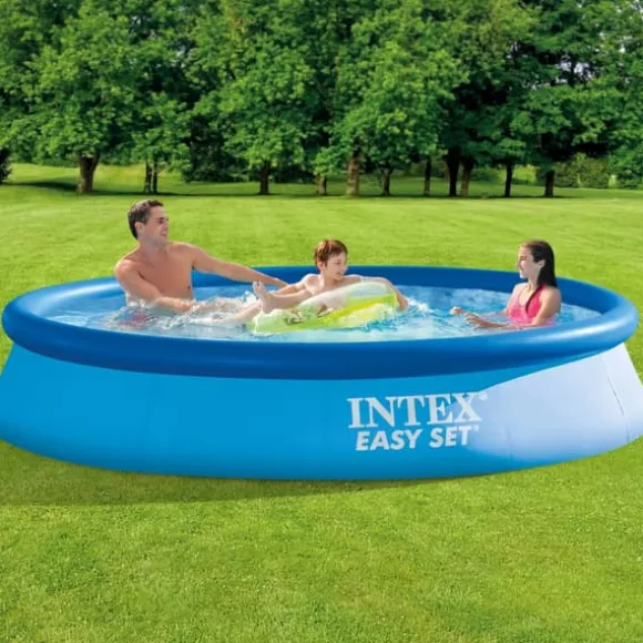 Intex Rund Uppblåsbar Easy Set Pool - 366 x 76 cm - Blå - Ingår Tillbehör CB73