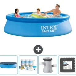 Intex Rund Uppblåsbar Easy Set Pool - 305 x 76 cm - Blå - Ingår Tillbehör CB3