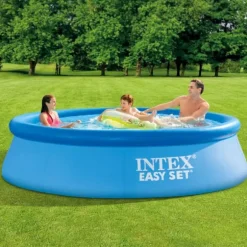 Intex Rund Uppblåsbar Easy Set Pool - 305 x 76 cm - Blå - Ingår Tillbehör CB3