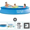 Intex Rund Uppblåsbar Easy Set Pool - 305 x 61 cm - Blå - Ingår Tillbehör CB3