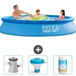 Intex Rund Uppblåsbar Easy Set Pool - 305 x 61 cm - Blå - Ingår Tillbehör CB77