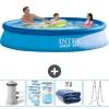 Intex Rund Uppblåsbar Easy Set Pool - 366 x 76 cm - Blå - Inklusive Tillbehör - CB95